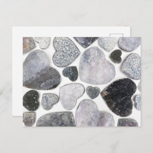 Carte Postale Simple Motif de coeur en cristal blanc noir tendan (Devant / Derrière)