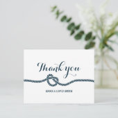 Carte Postale Simple Navy Blue Tying Merci de noeud (Debout devant)