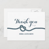 Carte Postale Simple Navy Blue Tying Merci de noeud (Devant / Derrière)