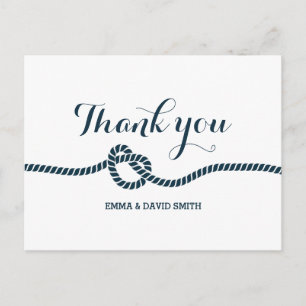 Carte Postale Simple Navy Blue Tying Merci de noeud