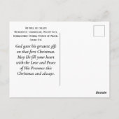 Carte Postale Simple Noël Bible Florale Verse Isaïe 9:6 (Dos)