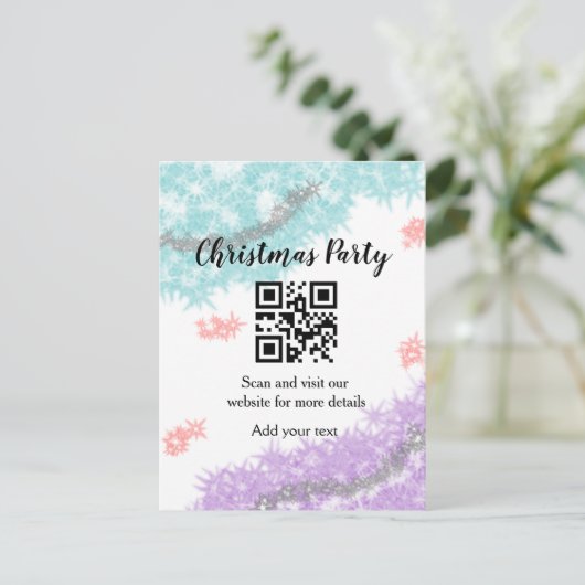 Carte Postale Simple noël fête site code barre QR ajouter nom (Debout devant)