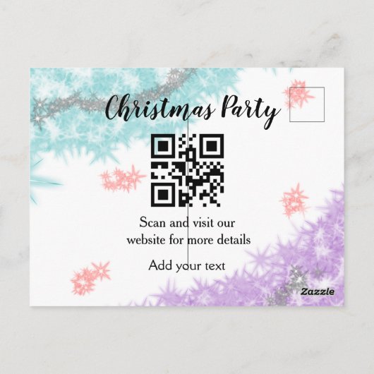 Carte Postale Simple noël fête site code barre QR ajouter nom (Dos)