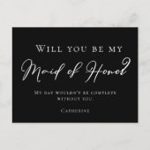 Carte Postale Simple Noir Blanc Serez-vous ma femme d'honneur (Devant)