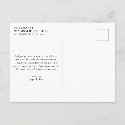 Carte Postale Simple noir et blanc minimal moderne (Dos)