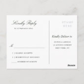 Carte Postale Simple noir et blanc typographie mariage rsvp (Dos)