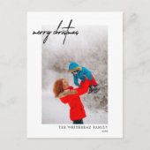 Carte Postale Simple Noir Joyeux Noël Photo Blanc (Devant)