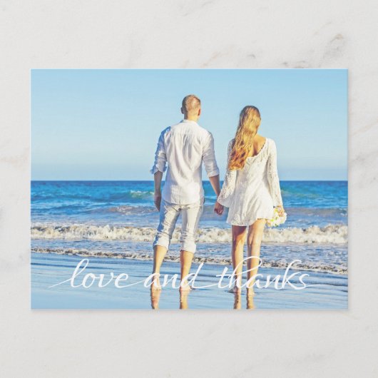 Carte Postale Simple Ocean Beach Couple Love and Thanks (Devant)