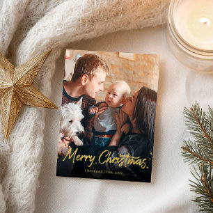 Carte Postale Simple Or Doré Photo Manuscrite Joyeux Noël