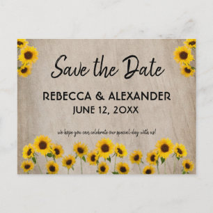 Carte Postale Simple Painterly Sunflower Enregistrer la date Car