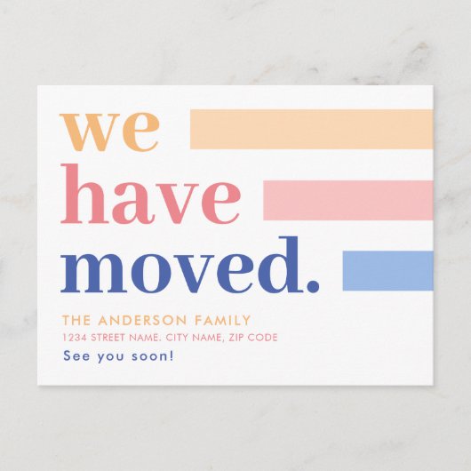 Carte Postale Simple Pastel Nous avons Moved Faire-part (Devant)
