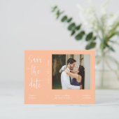 Carte Postale Simple Peach Photo QR Code Enregistrer La Date (Debout devant)