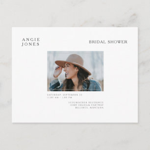 Carte Postale Simple Photo Bridal Shower Invitation Blanc