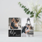 Carte Postale Simple Photo Collage Mariage Merci noir (Debout devant)