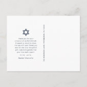 Carte Postale Simple Photo de la Bat Mitzvah avec Étoile de Davi (Dos)