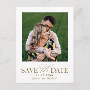 Carte Postale Simple Photo De Mariage Élégant Pour Sauvegarder L