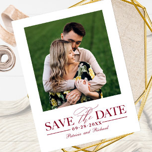 Carte Postale Simple Photo De Mariage Élégant Pour Sauvegarder L