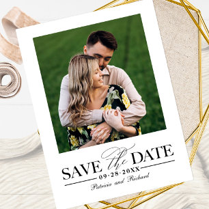 Carte Postale Simple Photo de mariage élégant pour Save The Date