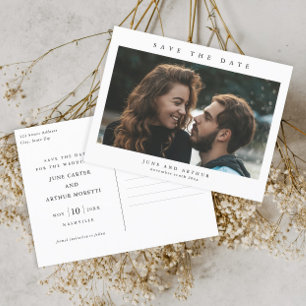 Carte Postale Simple Photo de mariage Enregistrer la date