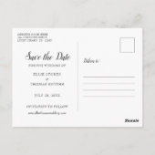 Carte Postale Simple Photo Élégant Script Faire-Part de Date de (Dos)