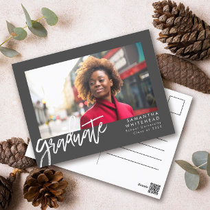 Carte Postale Simple Photo Graduate Faire-part 2022 gris foncé