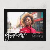 Carte Postale Simple Photo Graduate Faire-part 2022 Noir (Devant)