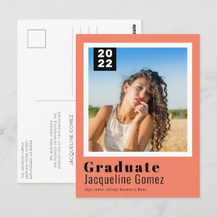 Carte Postale Simple Photo Graduation 2022 Faire-part