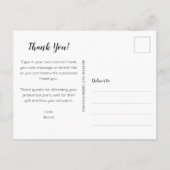 Carte Postale Simple Photo Graduation White Script Thank You (Dos)