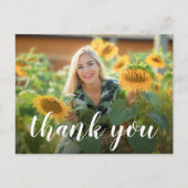 Carte Postale Simple Photo Graduation White Script Thank You (Devant)