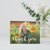 Carte Postale Simple Photo Graduation White Script Thank You (Debout devant)