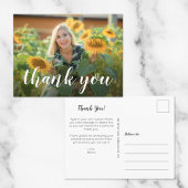 Carte Postale Simple Photo Graduation White Script Thank You