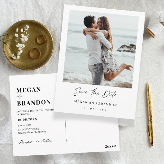 Carte Postale Simple photo mariage moderne