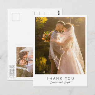 Carte Postale Simple Photo Mariage Remerciements Modernes