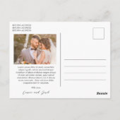Carte Postale Simple Photo Modern Wedding Thank You (Dos)