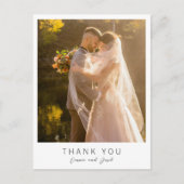 Carte Postale Simple Photo Modern Wedding Thank You (Devant)