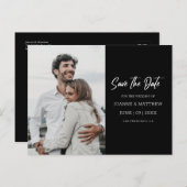 Carte Postale Simple Photo Moderne Noir Mariage Enregistrer La D (Devant / Derrière)