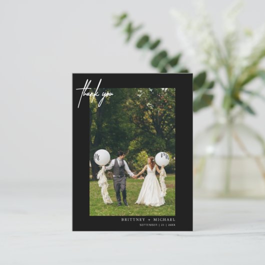 Carte Postale Simple photo noire Merci moderne (Debout devant)