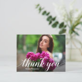 Carte Postale Simple Photo Remerciement Blanc Écriture Merci (Debout devant)