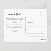 Carte Postale Simple Photo Remerciement Blanc Écriture Merci (Dos)