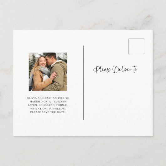 Carte Postale Simple photo rustique Enregistrer la date (Dos)