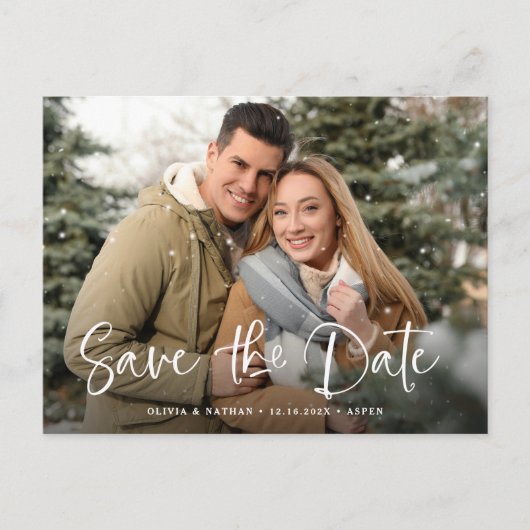 Carte Postale Simple photo rustique Enregistrer la date (Devant)