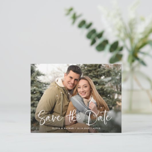 Carte Postale Simple photo rustique Enregistrer la date (Debout devant)