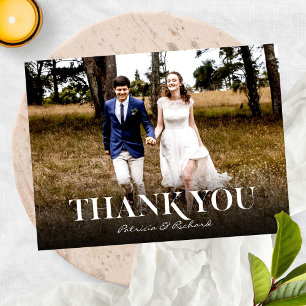 Carte Postale Simple Police Moderne De Remerciement De Mariage P