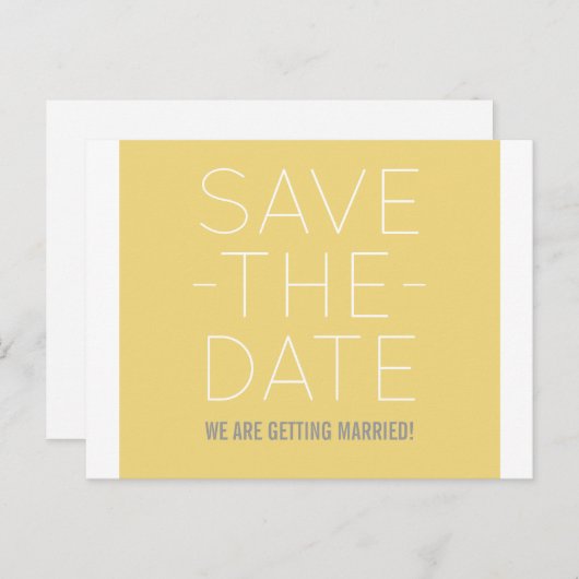 Carte postale simple pour annoncer la date, jaune (Devant / Derrière)