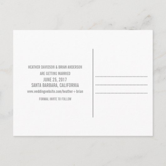 Carte postale simple pour annoncer la date, jaune (Dos)