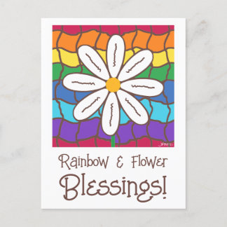 Carte Postale Simple Rainbow Daisy Flower Penser De Vous