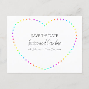 Carte Postale Simple Rainbow Heart Enregistrer La Date