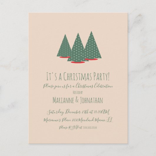 Carte postale simple Red Christmas Trees Party (Devant)