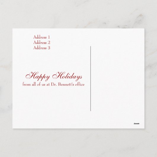 Carte postale simple Red Peace Holiday Business (Dos)