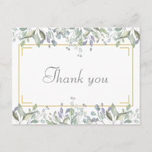 Carte Postale Simple Remerciement Commercial de Script Floral